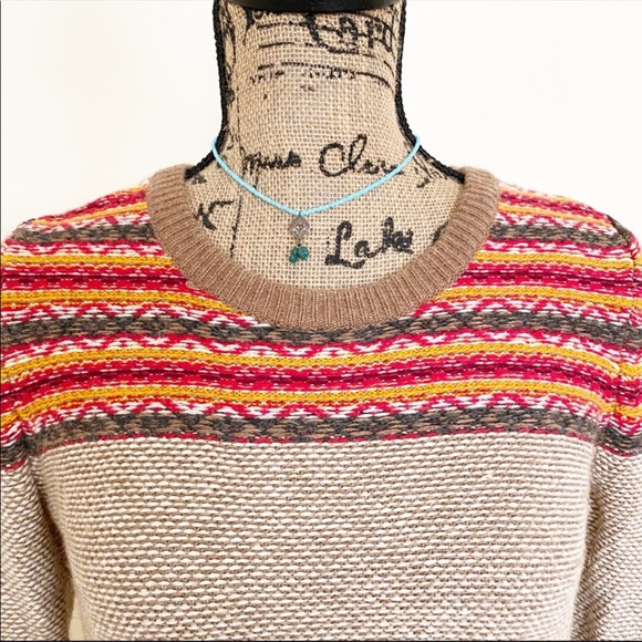 Madewell Wallace Whistler Fairisle Cotton Woll Crewneck Earthtone Sweater - Picture 5 of 10